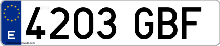 Ejemplo de matrícula de coche ordinaria 4203 GBF