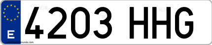 Ejemplo de matrícula de coche ordinaria 4203 HHG