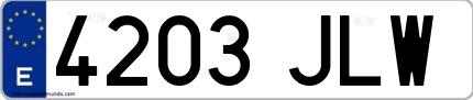 Ejemplo de matrícula española 4203 JLW