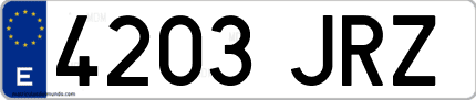 Ejemplo de matrícula de coche ordinaria 4203 JRZ