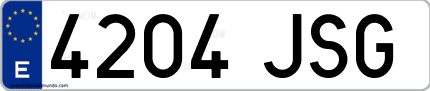 Ejemplo de matrícula de coche ordinaria 4204 JSG