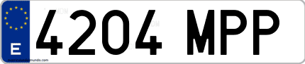 Ejemplo de matrícula de coche ordinaria 4204 MPP