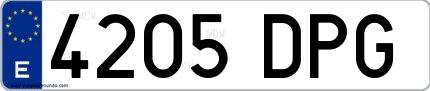 Ejemplo de matrícula española 4205 DPG