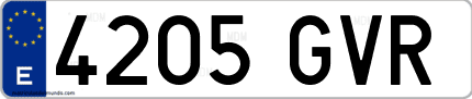 Ejemplo de matrícula de coche ordinaria 4205 GVR