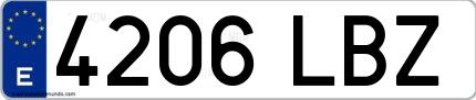 Ejemplo de matrícula española 4206 LBZ
