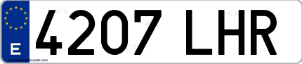 Ejemplo de matrícula de coche ordinaria 4207 LHR