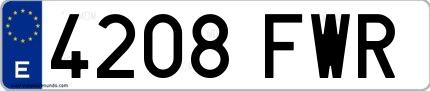Ejemplo de matrícula española 4208 FWR