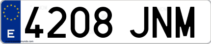Ejemplo de matrícula de coche ordinaria 4208 JNM