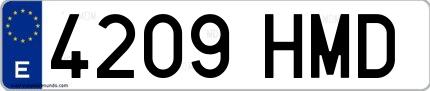 Ejemplo de matrícula española 4209 HMD
