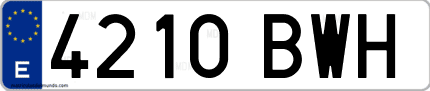 Ejemplo de matrícula de coche ordinaria 4210 BWH