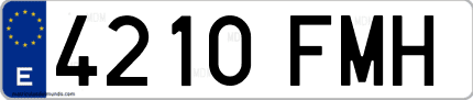 Ejemplo de matrícula de coche ordinaria 4210 FMH