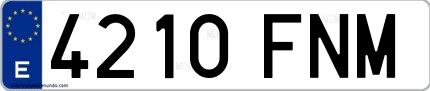 Ejemplo de matrícula española 4210 FNM