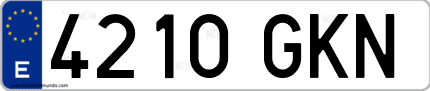 Ejemplo de matrícula de coche ordinaria 4210 GKN