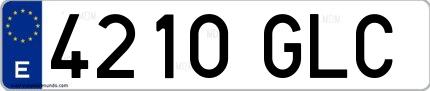 Ejemplo de matrícula española 4210 GLC