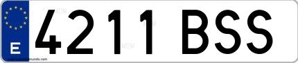 Ejemplo de matrícula española 4211 BSS