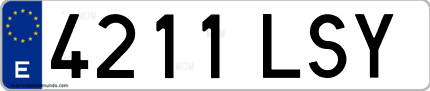 Ejemplo de matrícula de coche ordinaria 4211 LSY