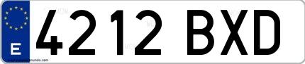 Ejemplo de matrícula española 4212 BXD