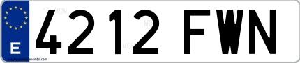 Ejemplo de matrícula española 4212 FWN