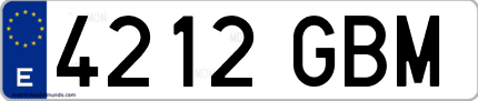 Ejemplo de matrícula de coche ordinaria 4212 GBM