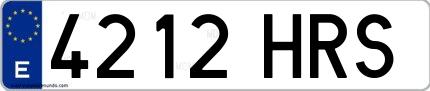 Ejemplo de matrícula española 4212 HRS