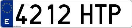 Ejemplo de matrícula española 4212 HTP