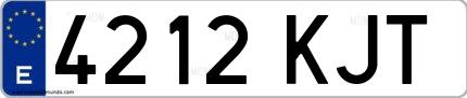 Ejemplo de matrícula española 4212 KJT