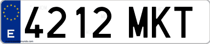 Ejemplo de matrícula de coche ordinaria 4212 MKT