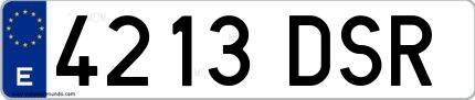 Ejemplo de matrícula española 4213 DSR