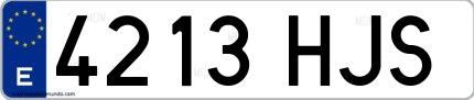 Ejemplo de matrícula española 4213 HJS