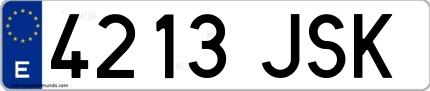 Ejemplo de matrícula española 4213 JSK