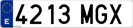 Ejemplo de matrícula de coche ordinaria 4213 MGX