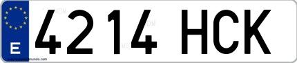 Ejemplo de matrícula española 4214 HCK