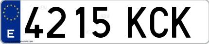 Ejemplo de matrícula española 4215 KCK