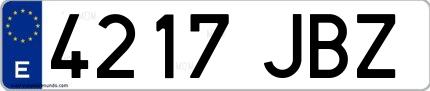 Ejemplo de matrícula española 4217 JBZ