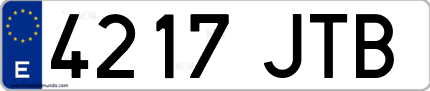 Ejemplo de matrícula de coche ordinaria 4217 JTB