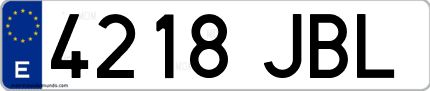 Ejemplo de matrícula de coche ordinaria 4218 JBL