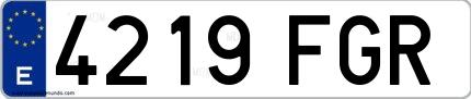 Ejemplo de matrícula española 4219 FGR