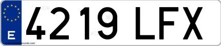 Ejemplo de matrícula española 4219 LFX