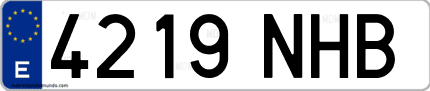 Ejemplo de matrícula de coche ordinaria 4219 NHB
