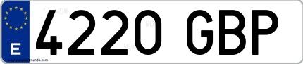 Ejemplo de matrícula española 4220 GBP
