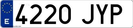 Ejemplo de matrícula española 4220 JYP