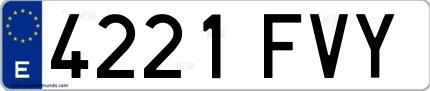 Ejemplo de matrícula española 4221 FVY