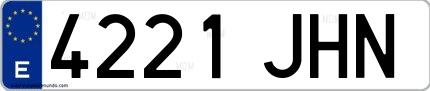 Ejemplo de matrícula española 4221 JHN