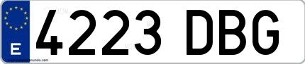 Ejemplo de matrícula española 4223 DBG