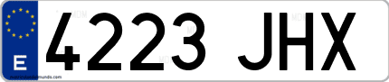 Ejemplo de matrícula de coche ordinaria 4223 JHX