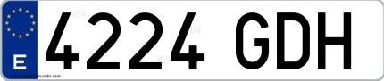 Ejemplo de matrícula española 4224 GDH