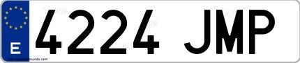 Ejemplo de matrícula española 4224 JMP