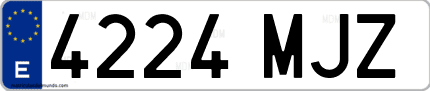 Ejemplo de matrícula de coche ordinaria 4224 MJZ