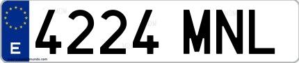 Ejemplo de matrícula española 4224 MNL