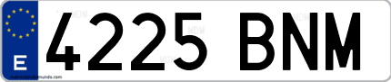 Ejemplo de matrícula de coche ordinaria 4225 BNM